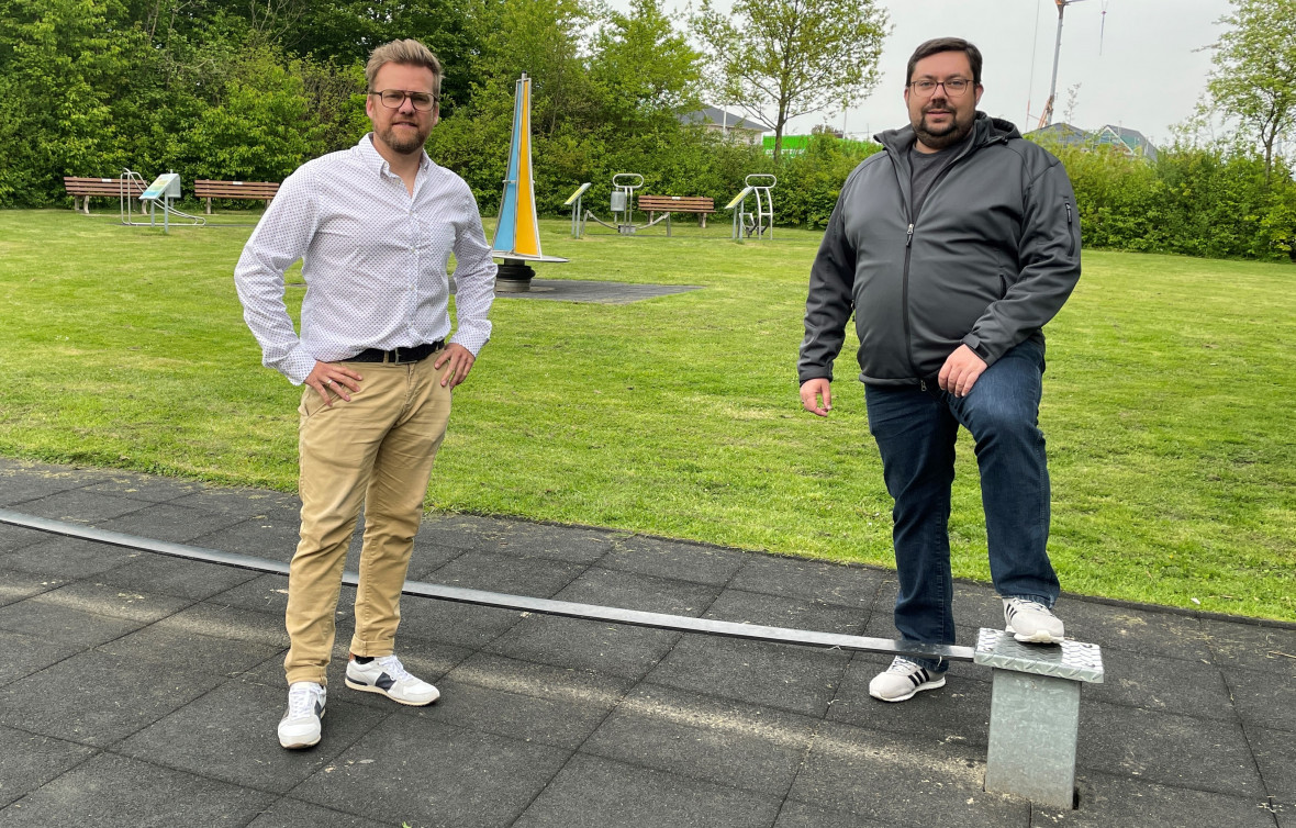 Die CDU-Fraktionsmitglieder und Sachkundigen Bürger Tim Kammann und Stefan Heitkamp im Espelpark Kirchlengern